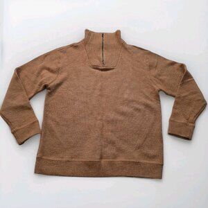 Irelands Eye 1/4 Zip Sweater Mens XL Heathered Brown Wool LS Cottage Outdoor